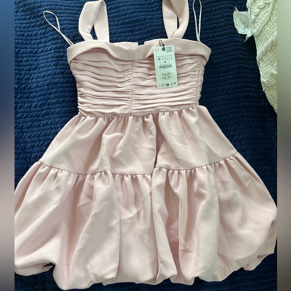 Zara Pink Sweetheart Ruched Mini Dress
